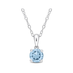 GEM AND HARMONY 1.00 Carat (Ctw) Topaz Solitaire Pendant Necklace In Sterling Silver With Chain In Blue