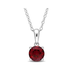 GEM AND HARMONY 1.00 Carat (Ctw) Garnet Solitaire Pendant Necklace In Sterling With Chain In Silver
