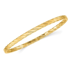 GEM AND HARMONY 10K Gold Textured Twist Slip-On Bangle Bracelet In Yellow