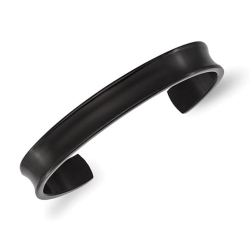 GEM AND HARMONY Stainless Steel Polished Edge Cuff Bangle Bracelet In Black