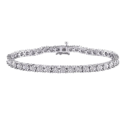 GEM AND HARMONY 1/4 Carat (Ctw) Diamond Tennis Bracelet In Sterling In Silver