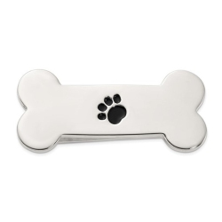 GEM AND HARMONY Mens Sterling Dog Bone Paw Print Money Clip In Silver