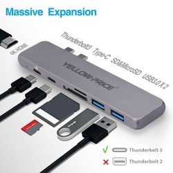 YELLOW-PRICE 7-In-1 USB C Hub/adapter 4K HDMI for Macbook Air 13" A1932 2018 Thunderbolt 3