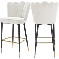 MERIDIAN FURNITURE Lily Cream Velvet Stool (Set Of 2)