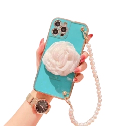 SUPERSHIELD Apple Iphone Xr Women Wrist Chain Bracelet Heavy Duty Case Luxury Silicone Flower Cover (Blue)