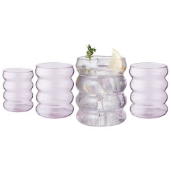 GALATEO LIVING Galateo Capri Collection Bolla Rosé Bubble-Shaped Borosilicate Drinking Glasses - Set Of 4