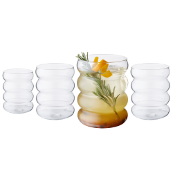 GALATEO LIVING Galateo Capri Collection Bolla Bubble-Shaped Borosilicate Drinking Glasses - Set Of 4