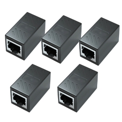 SUPERSHIELD Rj45 Ethernet Coupler, 5 Pieces Rj45 Ethernet Cable Connector In Line Female to Female Coupler for Cat7 Cat6 Cat5E Cat5 Connector