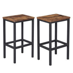 FURNITURE ONE Bar Stools Set Of 2 Rustic And Black In Brown