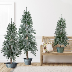 NORTHLIGHT Slim Flocked Alpine Artificial Christmas Trees - 4, 5' And 6' - Unlit - Set Of 3