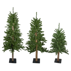 NORTHLIGHT Slim Alpine Artificial Christmas Trees - 5'- Unlit - Set Of 3