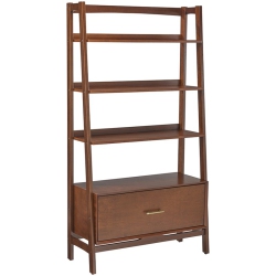CROSLEY FURNITURE Landon 4 Shelf Wide Etagere Bookcase In In Mahogany