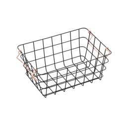 JESSAR - Decorative Metal Storage Basket With Handles, Medium And Gold In Black