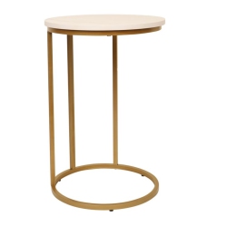 JESSAR - Round Side Table, 15.7"x23.6", From The Elva Collection, Gold And In White
