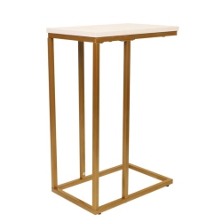 JESSAR - Rectangle Side Table, 15.7"x9.8"x23.6", From The Elton Collection, Gold And In White