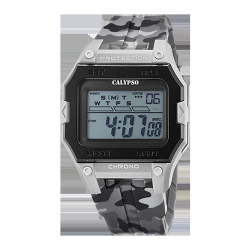 CALYPSO BY FESTINA K5810 - Rectangle Mens Digital Sports Watch, Quartz, Silicone Strap, Dual Time, Chronograph, Day And Date In Multicolor