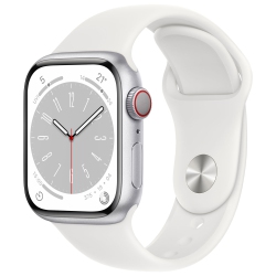 APPLE - Watch Series 8 (Gps) 41MM Silver Aluminum Case With Sport Band - Small / Medium In White