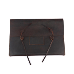 EXCLUSIVE LEATHER CA Leather Laptop Sleeve Vintage Style // 15" // In Dark Brown
