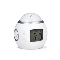 RCA Rcp40V Color Changing Star Show Projector Alarm Clock W/sound & Music - In White