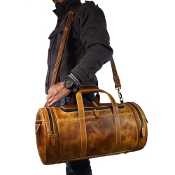 EXCLUSIVE LEATHER CA Barrel Travel Weekend Leather Duffel Bag 20