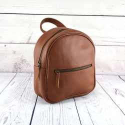 EXCLUSIVE LEATHER CA Leather Backpack Bag / Small Buff Leather Backpack In In Brown