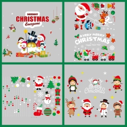 YELLOW-PRICE 4 Sets Christmas Window Stickers Decals for Window Glass Mirror Decorations Ca