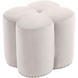 MERIDIAN FURNITURE Clover Flower Shaped Cream Velvet Ottoman