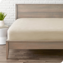 BARE HOME Flannel Fitted Bottom Sheet 100% Cotton - Velvety Soft Heavyweight - Double Brushed Flannel - Deep Pocket - Twin Xl In Sand