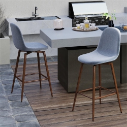 HOMY CASA Modern 2-Piece Swivel Dining Stool Set With Soft Fabric Sturdy Iron Frame Fabric In Grey