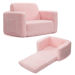 FURNITURE ONE 2-In-1 Convert Sofa to Lounger In Pink