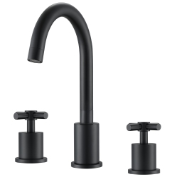 ANCONA Prima 3 Widespread Double Handle Bathroom Faucet In Matte In Black