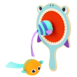 TOOKYLAND Toss And Catch Game - 3PCs - Shark Paddle And Balls Set, Ages 3+