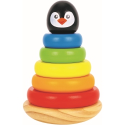 TOOKYLAND Wooden Penguin Wobble Stacker - 7PCs Stacking Tower Toy, Ages 12M+