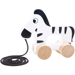 TOOKYLAND Zebra Along Pull Toy - Made Of Wood, Ages 18M+