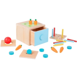 TOOKYLAND Wooden Shape Sorting Cube - 25PCs - 4-In-1 Sorter Box Educational Toy, Ages 12M+