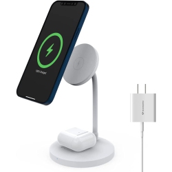 TECHSMARTER Magnetic (Magsafe Compatible) 2-In-1 Wireless Charging Stand \w 20W USB-C Pd Wall Charger. for Iphone 12, 13, 14 And Airpods \w Wireless