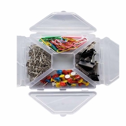 ISTAR 4-In-1 Boxed Binder Clips And Paper Clips Thumbtacks Set Assorted Sizes Small Medium Mini Paper Clamps Bulk for Office School Supplies Teachers