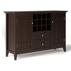SIMPLI HOME Bedford Wood 54" Transitional Sideboard Buffet And Wine Rack In Dark Chestnut In Brown