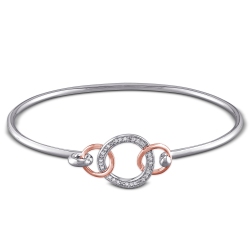 AMOUR Diamond Bangle 2-Tone In Silver