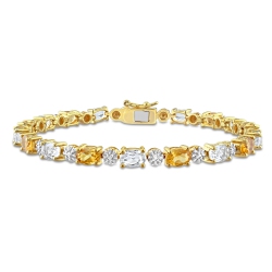 AMOUR 8 3/4 Ct Tgw Citrine White Topaz & Diamond Accent Tennis Bracelet In Silver In Yellow