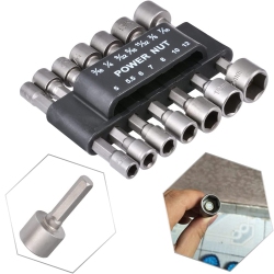 ISTAR 14 PCs Power Nut Driver Drill Bit Set Sae Metric Socket Wrench Screw 1/4"hex Shank