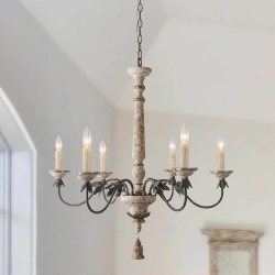 LNC Farmhouse 6-Light French Country Wood Chandelier for Living Room