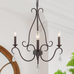 LNC Vintage 3-Light Candle Metal French Country Chandelier