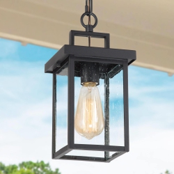 LNC Modern 1-Light Outdoor Light Patio Exterior Hanging Lantern Pendant Lights In Black