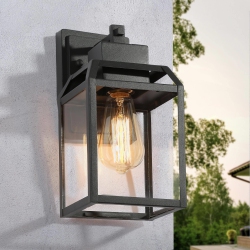LNC 1-Light Square Lantern Outdoor Wall Sconce In Black