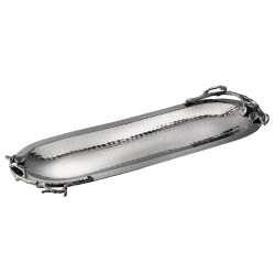 ELEGANCE Sparkle Leaf Long Oval Platter In Silver