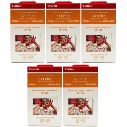 CANON 5 Unit Rp-108 High-Capacity Color Ink/paper Set for Selphy Cp910 Printer