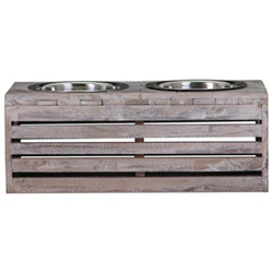 Bowser & Meowser 2-Bowl Pet Feeding Dish - Neutral Brown