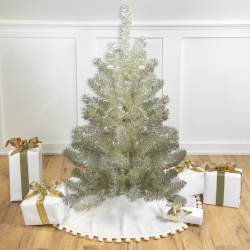 NORTHLIGHT 3' Metallic Artificial Tinsel Christmas Tree - Unlit In Platinum