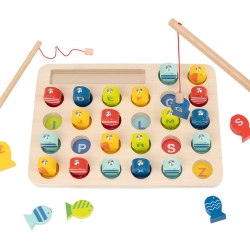 TOOKYLAND Wooden Magnetic Fishing Game - 29PCs - Alphabet And Spelling Educational Sorting Toy for Kids 3 Years Old +